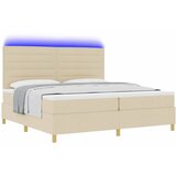  LED Box Spring Krevet s madracem Krema 200 x 200 cm tkanina | Eponuda.ba