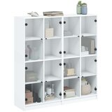 vidaXL Knjižna omara z vrati bela 136x37x142 cm inženirski les | Shoptok.si