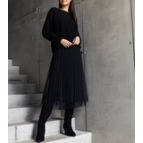 UR/CEO Black knit set with tulle dress and cardigan Sorenla Cijene