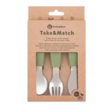 Petite&Mars Set pribora za jelo od nehrđajućeg čelika sa silikonskom ručkom 12 m+ Take&Match, Sweet Pea | Shoptok.si