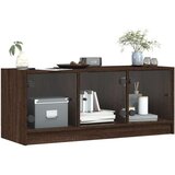 TV omarica s steklenimi vrati rjavi hrast 102x37x42 cm | Shoptok.si
