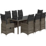 vidaXL vrtna bistro garnitura 9-delna z blazinami siv poli ratan | Shoptok.si