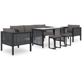 The Living Store Vrtna garnitura z blazinami 8-delna poli ratan antracitna - Vrtna Počivalna Garnitura, (21422299) | Shoptok.si