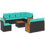 vidaXL 9-delni vrtni komplet sedežnih garnitur z blazinami črne barve poli ratan, (5000294407) | Shoptok.si