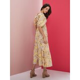 Sinsay Midi haljina s puff rukavima i naborima | shoptok.hr