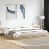  The Living Store Posteljni okvir z LED lučkami sonoma hrast 200x200 cm inž. les - Posteljni Okvir, (21445771) Cene