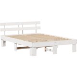 Bijeli okvir kreveta s uzglavljem 140x200 cm od čvrstog drveta bor | shoptok.hr