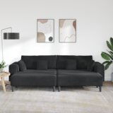  Baršunasta sofa s jastukom s jastukom 3 pcs Crna 208 cm Baršun | shoptok.hr