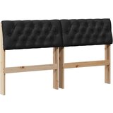 vidaXL Tapecirano vzglavje Črna 135 cm Masivno borovo les | Shoptok.si