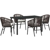 vidaXL set od 5 komada vrtnih stolica, smeđi poli ratan | shoptok.hr