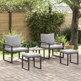 vidaXL Vrtna sedežna garnitura 4 pcs Črna 61 x 72.5 x 71 cm Jeklo u