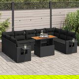 vidaXL 10-dijelni set vrtnih sofa s jastucima crni od poliratana | shoptok.hr