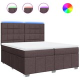 vidaXL Box spring postelja z vzmetnico temno rjav 200x200 cm blago, (21310337) | Shoptok.si