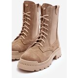 Boto Women's Suede Ankle Boots Lace-Up Beige Nicole 2836 | Shoptok.si