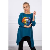Kesi Oversize blouse with a rainbow print marine Cene