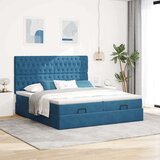  Otomanski posteljni okvir z vzmetnicami moder 160x200 cm žamet, (21653503) | Shoptok.si
