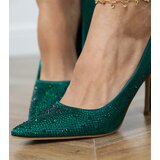 D/CEO Green satin pumps with rhinestones Kortis | Shoptok.si