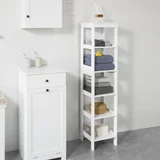 kopalniška polica za shranjevanje bela 5 nivojev v beli barvi v skandinavskem slogu, (20814711)