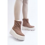 Zazoo Women's Leather Platform Boots with Straps 1752 Beige | shoptok.hr