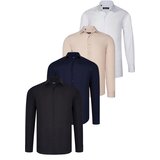 Dewberry QUAD SET G726 SHIRT-BLACK-WHITE-NAVY BLUE-BEIGE | shoptok.hr
