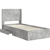  Okvir za krevet s pohranom i uzglavljem Betonska siva - Betonska siva 75 x 190 cm | shoptok.hr