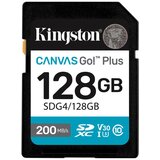 Kingston SD Card 128GB, Canvas Go! Plus, SDXC Class10 UHS-1 U3 V30, Read up to 200MB/s, Write up to 100MB/s, for 4K and FullHD video recording ( SDG | ePonuda.com