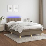  s oprugama i madracem LED smeđesivi 120x190cm od tkanine | shoptok.hr