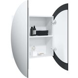vidaXL Kopalniška omarica z okroglim ogledalom LED bela 54x54x17,5 cm | Shoptok.si
