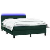 Box Spring krevet s madracem i LED tamno zeleni 160x220 cm baršun | Eponuda.com