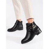 Shelvt Black Chelsea boots with a flat heel with a decorative belt | Shoptok.si