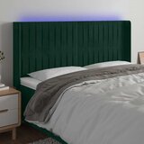  LED uzglavlje tamnozeleno 203 x 16 x 118/128 cm baršunasto | shoptok.hr