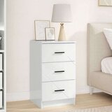 vidaXL Nočna omarica s predalom Bela z visokim sijajem 38 x 38 x 66 cm | Shoptok.si