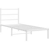 Metalni okvir za krevet s uzglavljem bijeli 75x190 cm | shoptok.hr