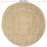  Tepih za područje Bijela Ø 210 cm Juta - Bijelo 210 cm | shoptok.hr