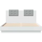  Okvir kreveta s uzglavljem i LED svjetlima bijeli 150 x 200 cm | shoptok.hr