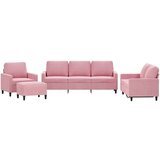  4-dijelni set sofa s jastucima ružičasti baršunasti Ružičasta s jastučićima i tabureom | shoptok.hr