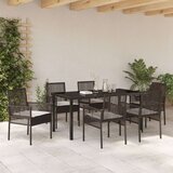  Set od 7 dijelova Vrtni Set za Jelo s Jastučićima Smeđi Poli Ratan | shoptok.hr