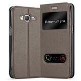 Cadorabo Samsung Galaxy GRAND PRIME v kamnito rjava - Zaščitni ovitek z magnetnim zapiranjem, stoječo funkcijo in 2 okencema za gledanje, (20561246) | Shoptok.si