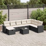 vidaXL 9-dijelni set vrtnih sofa s jastucima crni od poliratana | shoptok.hr