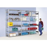 eurokraft pro Sestavljiv regal, ena vrsta, polica ŠxG 1000 x 400 mm, pocinkana površina, višina 2000 mm, osnovni regal | Shoptok.si