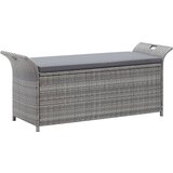vidaXL Klop za shranjevanje z blazino siva 138 cm poli ratan | Shoptok.si