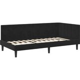 vidaXL Kotna postelja z vzglavjem Črna 90 x 190 cm Žamet | Shoptok.si
