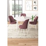 Hanah home Set Trpezarijski sto i 4 stolice, prljavo roza | Eponuda.ba