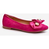 Boto Women's Eco Suede Ballerina Flats with Bow and Brooch Fuchsia Satris | shoptok.hr