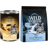 Wild Freedom mokra hrana 12 x 400 g + suha hrana 400 g po posebni ceni! - Golden Valley Kitten - kunec in piščanec + losos - brez žit