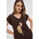 Marisse Brown Cotton T-Shirt | shoptok.hr