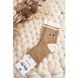 Kesi Women's socks with stripes and bunny, beige Cene