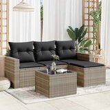 Maison Chic Seti vrtnega pohištva - Vrtna garnitura - Vrtni pohištvo set 5-delna z blazinami siv poli ratan, (21817379) | Shoptok.si
