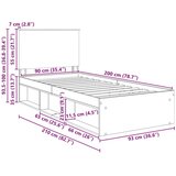  Konstrukcija postelje z vzglavjem Siva Sonoma 90 x 200 cm, (5000103700) | Shoptok.si