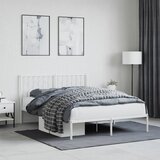 vidaXL Kovinski posteljni okvir z vzglavjem bel 140x190 cm | Shoptok.si